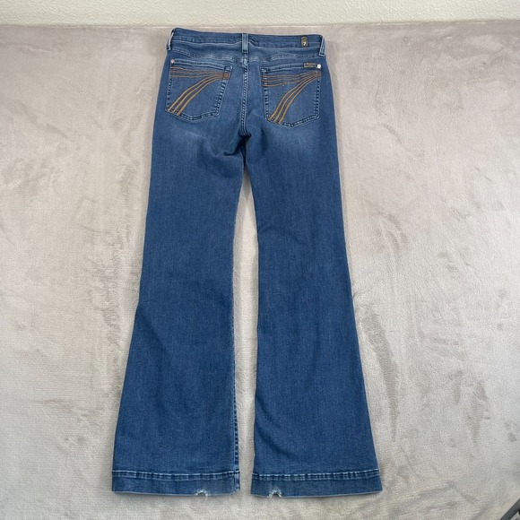 7 for All Mankind DOJO Wide Leg Flare Jeans Women 30x33.5 Blue Medium Wash Denim
